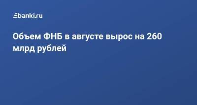 Объем ФНБ в августе вырос на 260 млрд рублей - smartmoney.one - США