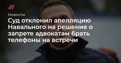 Ольга Михайлова - Суд отклонил апелляцию Навального на решение о запрете адвокатам брать телефоны на встречи - tvrain.ru - Владимирская обл.