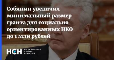 Сергей Собянин - Собянин увеличил минимальный размер гранта для социально ориентированных НКО до 1 млн рублей - nsn.fm - Москва