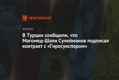 Магомед-Шапи Сулейманов - В Турции сообщили, что Магомед-Шапи Сулейманов подписал контракт с «Гиресунспором» - championat.com - Россия - Краснодар - Турция - Нижний Новгород