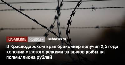 В Краснодарском крае браконьер получил 2,5 года колонии строгого режима за вылов рыбы на полмиллиона рублей - kubnews.ru - Краснодарский край - Краснодар