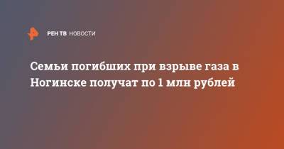 Андрей Воробьев - Семьи погибших при взрыве газа в Ногинске получат по 1 млн рублей - ren.tv - Московская обл. - Ногинск