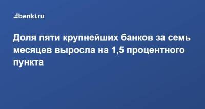 Доля пяти крупнейших банков за семь месяцев выросла на 1,5 процентного пункта - smartmoney.one - Россия