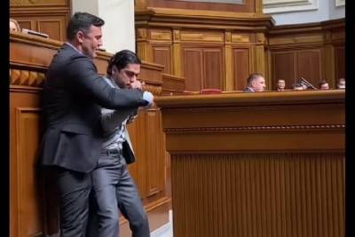 Дмитрий Разумков - Николай Тищенко - Депутаты Рады устроили драку из-за обвинений в адрес Зеленского - mk.ru - Украина - Белоруссия