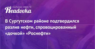 В Сургутском районе подтвердился разлив нефти, спровоцированный «дочкой» «Роснефти» - readovka.ru - Югра