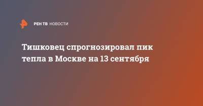 Евгений Тишковец - Тишковец спрогнозировал пик тепла в Москве на 13 сентября - ren.tv - Москва
