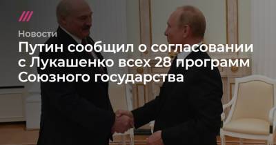Путин сообщил о согласовании с Лукашенко всех 28 программ Союзного государства - tvrain.ru - Россия - Белоруссия - ?