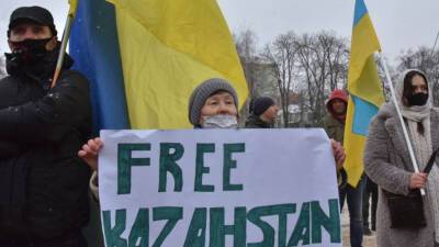 В Киеве прошла акция поддержки протестов в Казахстане - anna-news.info - Украина - Киев - Казахстан - Белоруссия - Протесты