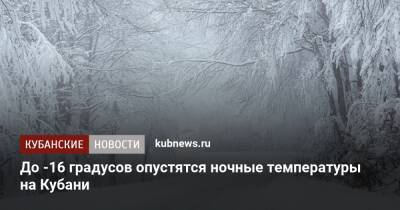 До -16 градусов опустятся ночные температуры на Кубани - kubnews.ru - Анапа - Краснодарский край - Геленджик