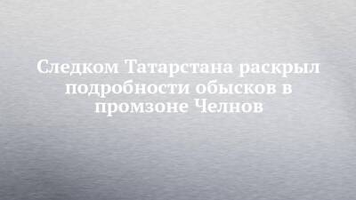 Андрей Шептицкий - Следком Татарстана раскрыл подробности обысков в промзоне Челнов - chelny-izvest.ru - Россия - респ. Татарстан - Набережные Челны