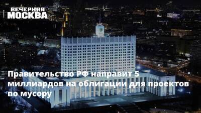 Виктория Абрамченко - Денис Буцаев - Правительство РФ направит 5 миллиардов на облигации для проектов по мусору - vm.ru - Россия