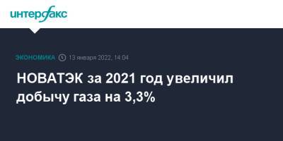 НОВАТЭК за 2021 год увеличил добычу газа на 3,3% - interfax.ru - Москва