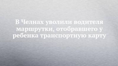 В Челнах уволили водителя маршрутки, отобравшего у ребенка транспортную карту - chelny-izvest.ru - Набережные Челны