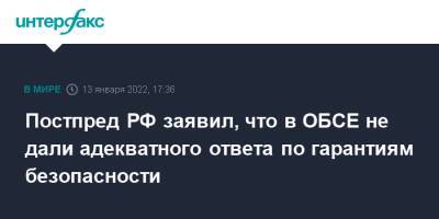 Александр Лукашевич - Постпред РФ заявил, что в ОБСЕ не дали адекватного ответа по гарантиям безопасности - interfax.ru - Москва - Россия - Вена - Женева