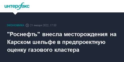 "Роснефть" внесла месторождения на Карском шельфе в предпроектную оценку газового кластера - interfax.ru - Москва