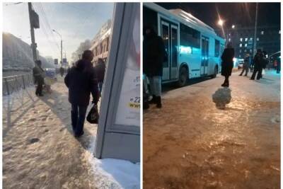 Новосибирцы пожаловались на жуткий гололед возле метро и на остановках - novos.mk.ru - Новосибирск