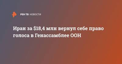 Иран за $18,4 млн вернул себе право голоса в Генассамблее ООН - ren.tv - США - Иран
