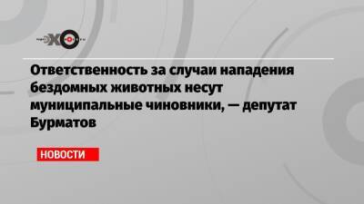 Ответственность за случаи нападения бездомных животных несут муниципальные чиновники, — депутат Бурматов - echo.msk.ru