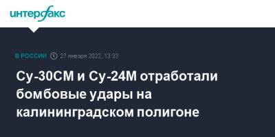 Николай Евменов - Су-30СМ и Су-24М отработали бомбовые удары на калининградском полигоне - interfax.ru - Москва - Россия - Иркутск - Калининградская обл.