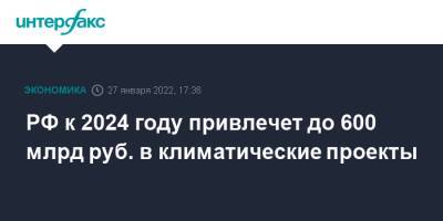 Виктория Абрамченко - Викторий Абрамченко - РФ к 2024 году привлечет до 600 млрд руб. в климатические проекты - interfax.ru - Москва - Россия