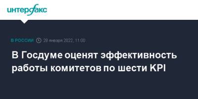 Вячеслав Володин - В Госдуме оценят эффективность работы комитетов по шести KPI - interfax.ru - Москва