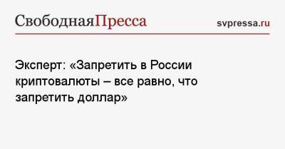Владимир Путин - Эксперт: «Запретить в России криптовалюты — все равно, что запретить доллар» - svpressa.ru - Россия