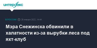 Мэра Снежинска обвинили в халатности из-за вырубки леса под яхт-клуб - interfax.ru - Москва - Россия - Челябинская обл. - Снежинск