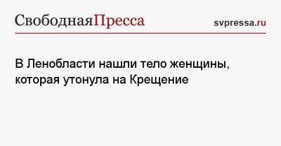 В Ленобласти нашли тело женщины, которая утонула на Крещение - svpressa.ru - Красноярский край - Ленинградская обл. - Уфа - Хабаровский край - Ростовская обл.