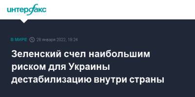 Владимир Зеленский - Петр Порошенко - Зеленский счел наибольшим риском для Украины дестабилизацию внутри страны - interfax.ru - Москва - Россия - Украина - Киев