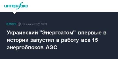 Украинский - Украинский "Энергоатом" впервые в истории запустил в работу все 15 энергоблоков АЭС - interfax.ru - Москва - Украина