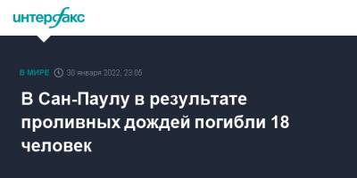 В Сан-Паулу в результате проливных дождей погибли 18 человек - interfax.ru - Москва - Бразилия - Сан-Паулу