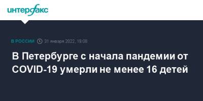 В Петербурге с начала пандемии от COVID-19 умерли не менее 16 детей - interfax.ru - Москва - Санкт-Петербург - Петербург