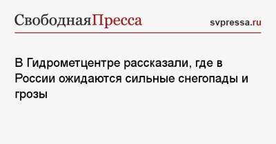 В Гидрометцентре рассказали, где в России ожидаются сильные снегопады и грозы - svpressa.ru - Россия - Крым - Краснодарский край - Ростовская обл. - Волгоградская обл.