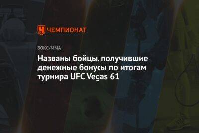 Названы бойцы, получившие денежные бонусы по итогам турнира UFC Vegas 61 - championat.com - США - Бразилия - Вегас