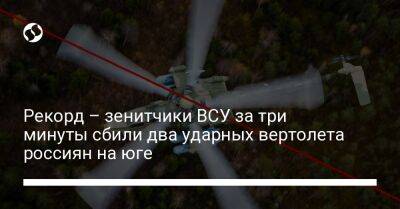 Рекорд – зенитчики ВСУ за три минуты сбили два ударных вертолета россиян на юге - liga.net - Украина - Херсонская обл. - район Бериславский