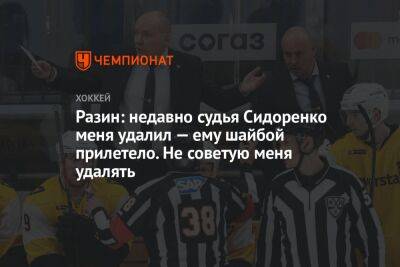 Андрей Разин - Игорь Гришин - Разин: недавно судья Сидоренко меня удалил — ему шайбой прилетело. Не советую меня удалять - championat.com