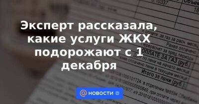 Елена Киселева - Эксперт рассказала, какие услуги ЖКХ подорожают с 1 декабря - smartmoney.one