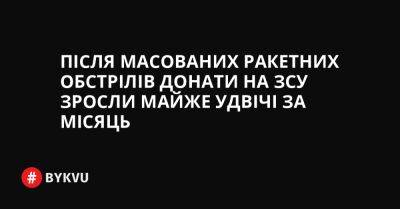 Після масованих ракетних обстрілів донати на ЗСУ зросли майже удвічі за місяць - bykvu.com - Украина - Twitter