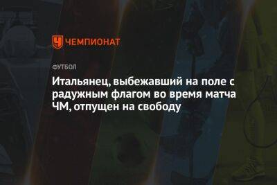 Итальянец, выбежавший на поле с радужным флагом во время матча ЧМ, отпущен на свободу - championat.com - Украина - Италия - Иран - Португалия - Катар - Уругвай