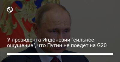 Владимир Путин - Джоко Видодо - У президента Индонезии "сильное ощущение", что Путин не поедет на G20 - liga.net - Россия - Украина - Индонезия