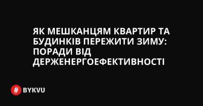 Як мешканцям квартир та будинків пережити зиму: поради від Держенергоефективності - bykvu.com - Украина - Twitter