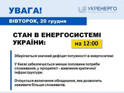 В «Укренерго» розповіли, коли покращиться ситуація зі світлом у Києві - lenta.ua - Украина - місто Київ