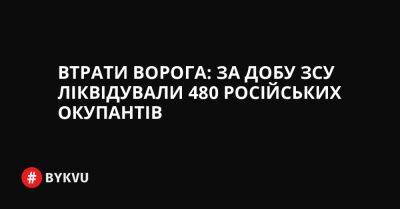 Втрати ворога: за добу ЗСУ ліквідували 480 російських окупантів - bykvu.com - Украина - Росія - Twitter