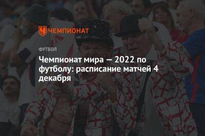 Чемпионат мира — 2022 по футболу: расписание матчей 4 декабря - championat.com - США - Англия - Австралия - Франция - Мексика - Польша - Иран - Саудовская Аравия - Дания - Голландия - Эквадор - Тунис - Аргентина - Катар - Сенегал