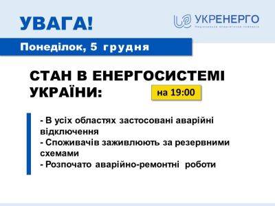 Аварийные отключения света применены во всех областях Украины — Укрэнерго - objectiv.tv - Украина - Харьковская обл.