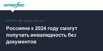 Татьяна Голикова - Россияне к 2024 году смогут получать инвалидность без документов - interfax.ru - Москва