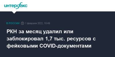 РКН за месяц удалил или заблокировал 1,7 тыс. ресурсов с фейковыми COVID-документами - interfax.ru - Москва - Россия