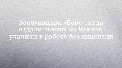 Зоолунапарк «Барс», куда отдали львицу из Челнов, уличили в работе без лицензии - chelny-izvest.ru - респ. Татарстан