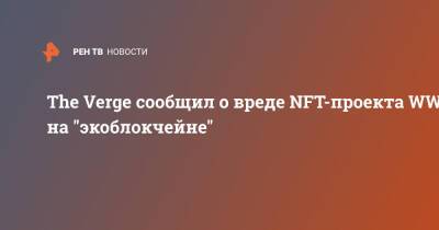 The Verge сообщил о вреде NFT-проекта WWF на "экоблокчейне" - ren.tv - Англия