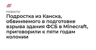 Подростка из Канска, обвиняемого в подготовке взрыва здания ФСБ в Minecraft, приговорили к пяти годам колонии - tvrain.ru - Россия - Канск